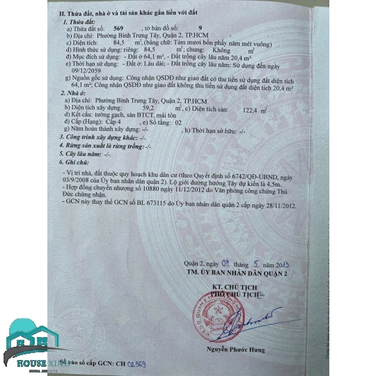 Bán nhà  quận 2 TPC